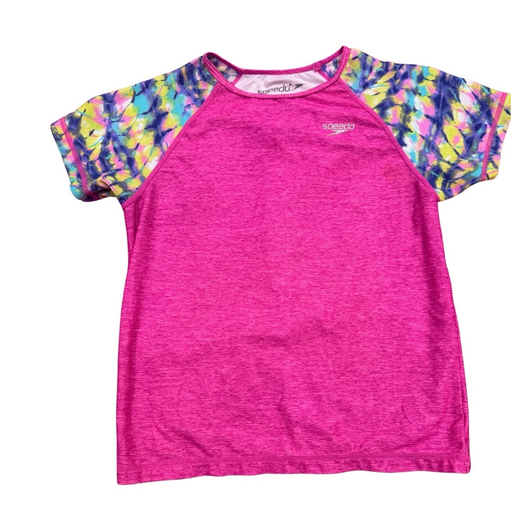 Speedo UV 50+ Pink Swim Shirt Sun Protection Top Girls M SPF Stop Sun Burns - Picture 2 of 7